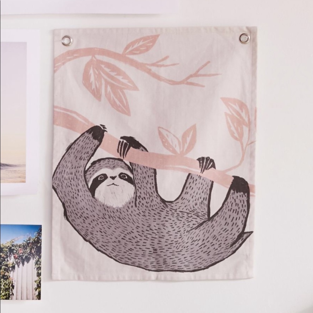 Sloth Hangs Flag Tapestry